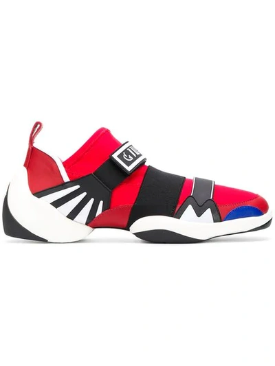 Shop Giuseppe Zanotti Touch Strap Fastening Sneakers In Red