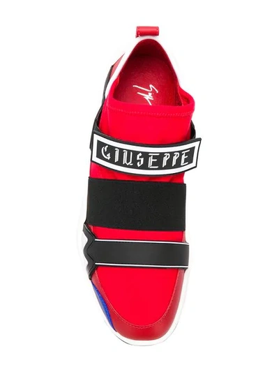 Shop Giuseppe Zanotti Touch Strap Fastening Sneakers In Red