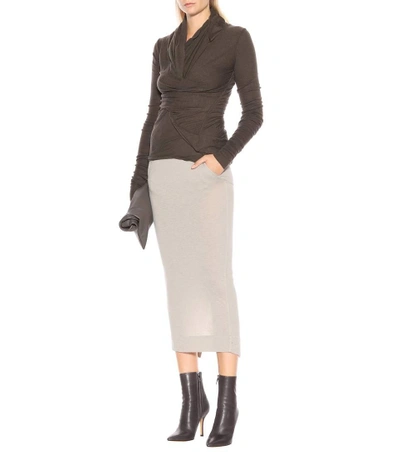 Shop Rick Owens Lilies Knit Tube Skirt In Grey