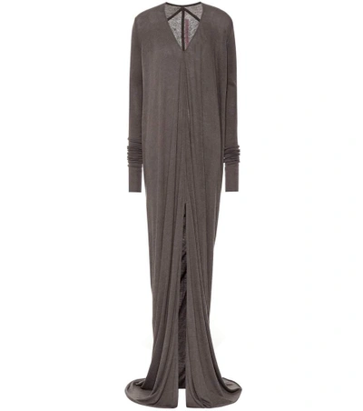 Shop Rick Owens Lilies Wool-blend Maxi Dress In Brown