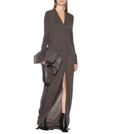 Shop Rick Owens Lilies Wool-blend Maxi Dress In Brown