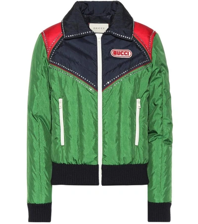 Shop Gucci Embellished Track Jacket In Green