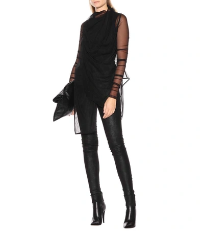 Shop Rick Owens Lilies Mesh Wrap Top In Black