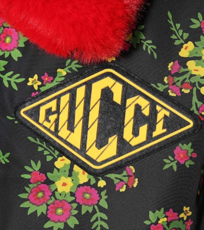 Shop Gucci Bomber Jacket With Faux Fur Trim In Black