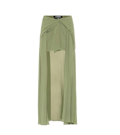 Shop Jacquemus Sahil Draped Skirt In Green