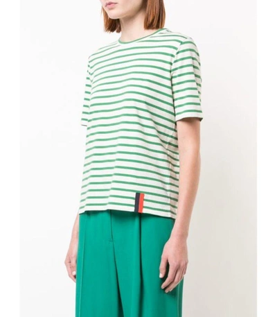 Shop Kule The Modern Tee In Green/cream In Green/white