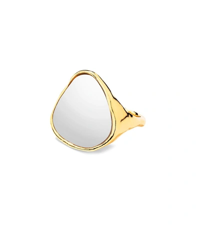 Shop Aurelie Bidermann Ciottolo Ring With Mirror In Brass