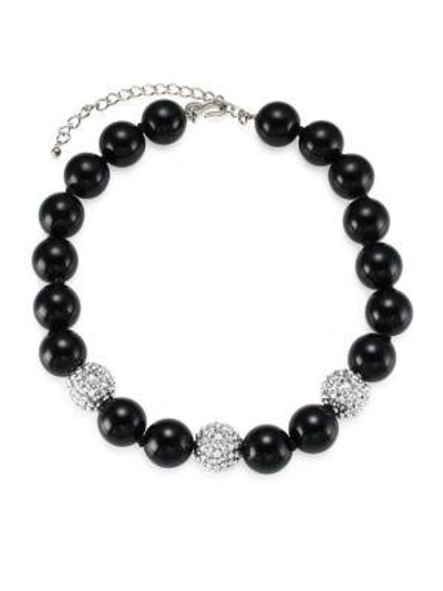 Shop Kenneth Jay Lane Crystal Beads Necklace In Black