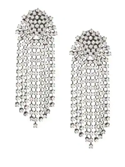 Shop Kenneth Jay Lane Crystal Waterfall Clip-on Earrings In Silver