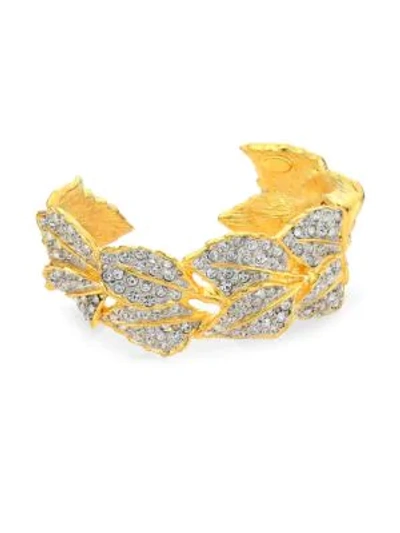 Shop Kenneth Jay Lane 22k Goldplated Leaves Cuff Bracelet