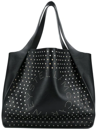 Shop Stella Mccartney Stella Studded Logo Tote Bag - Black