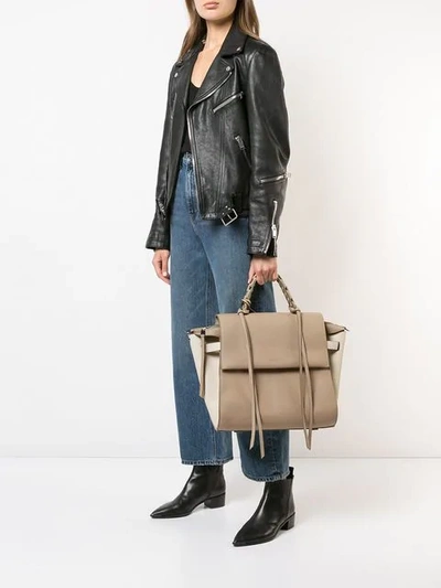 Shop Elena Ghisellini Large Foldover Tote Bag In Grey