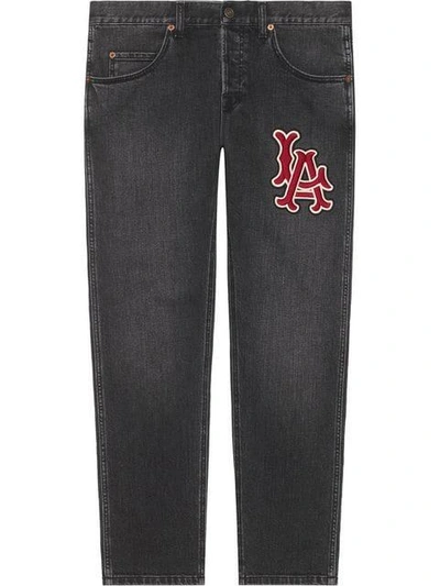 Shop Gucci Denim Pant With La Angels™ Patch In Black