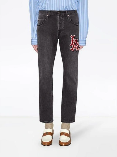 Shop Gucci Denim Pant With La Angels™ Patch In Black