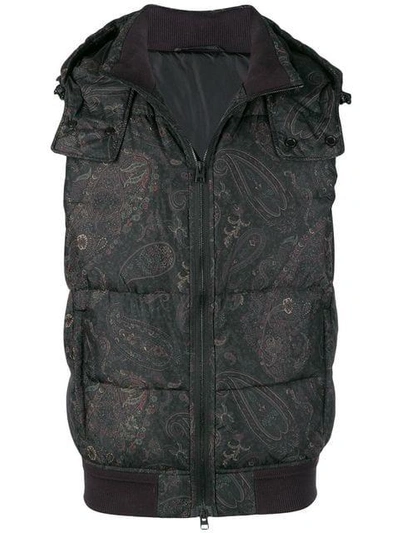 Shop Etro Paisley Print Down Gilet In Black