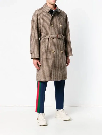 Shop Gucci Belted Trench Coat - Neutrals