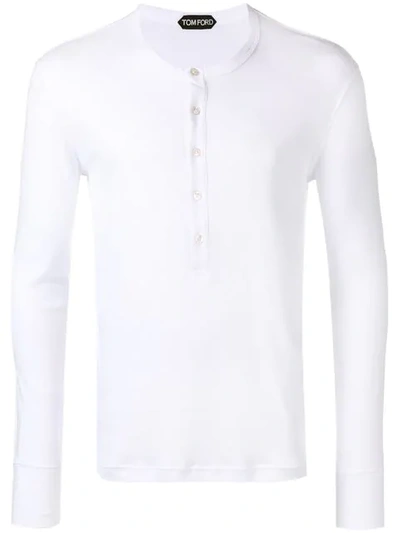 Shop Tom Ford Front Button T-shirt In White