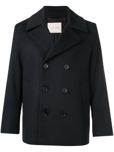 Shop Mackintosh Double-breasted Short Coat - Blue