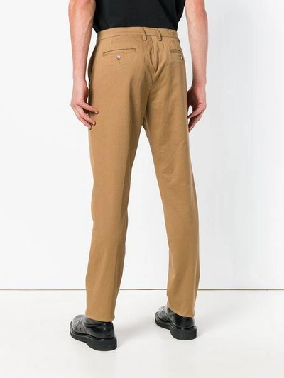 Shop Kenzo Embroidered Logo Chinos In Neutrals