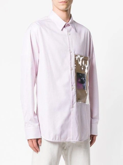 Shop Raf Simons Plastic Pocket Checked Shirt In White