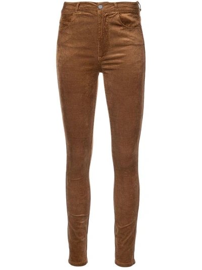 Shop Paige High Waisted Skinny Trousers - Brown