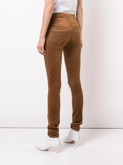 Shop Paige High Waisted Skinny Trousers - Brown