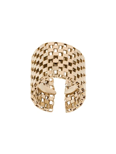 Shop Krizia Wide Chain Design Ring In Metallic