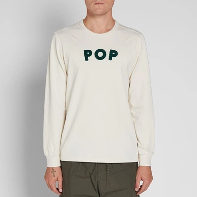 Shop Pop Trading Company Pop Trading Company Long Sleeve Logo Applique Tee In White