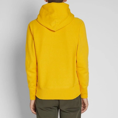 Shop Champion Reverse Weave Script Logo Hoody In Yellow