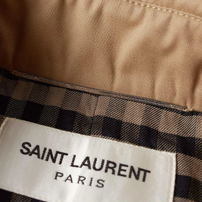 Shop Saint Laurent Belted Trench Coat In Brown