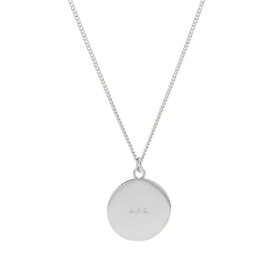 Shop Apc A.p.c. Stripe Pendant Necklace In Silver