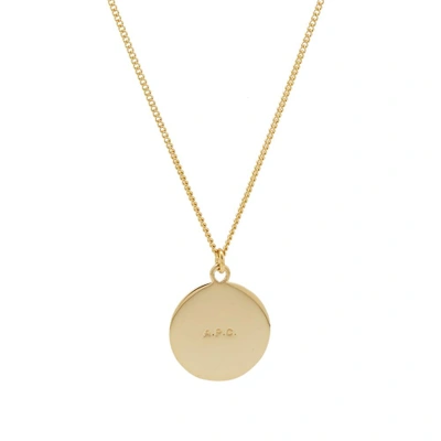 Shop Apc A.p.c. Stripe Pendant Necklace In Gold