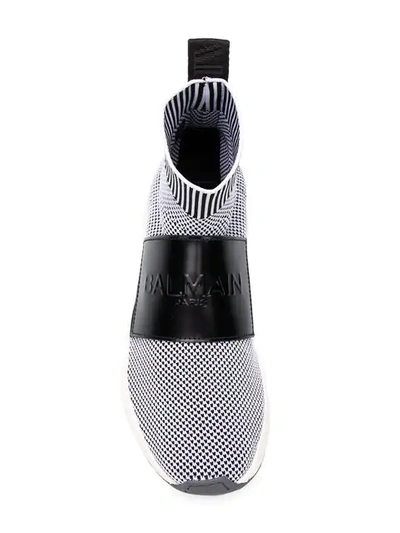 Shop Balmain Cameron Logo-strap Sneakers In 0ni181 Noir/blanc