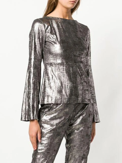 Shop Drome Flared Sleeve Blouse - Metallic