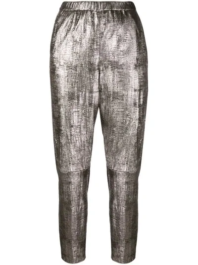 Shop Drome Cropped Trousers - Metallic