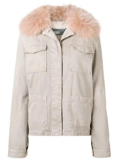Shop Yves Salomon Army Fur Trimmed Field Jacket - Neutrals