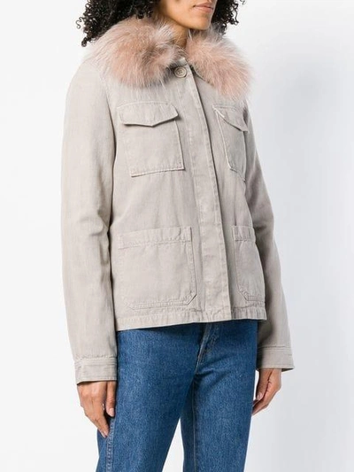 Shop Yves Salomon Army Fur Trimmed Field Jacket - Neutrals