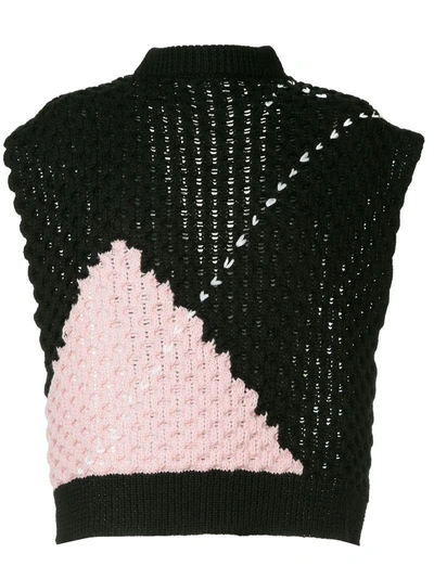 Shop Raf Simons Knitted Vest - Black