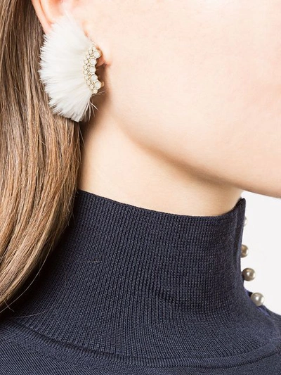 Shop Mignonne Gavigan Feather Embellished Earrings - White