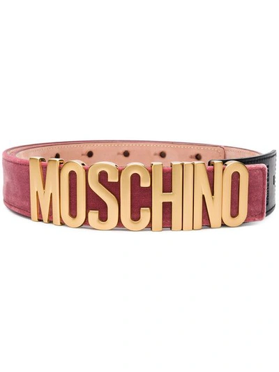 Shop Moschino Adjustable Logo Belt - Pink