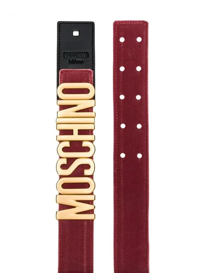 Shop Moschino Adjustable Logo Belt - Pink