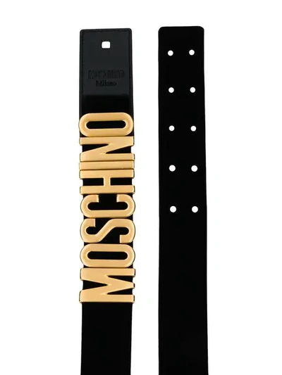 Shop Moschino Adjustable Logo Belt - Black