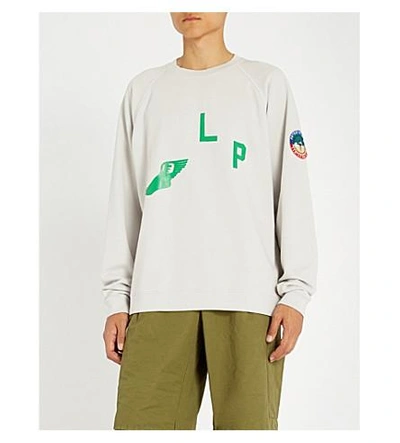 Shop Reese Cooper Appliquéd Cotton-jersey Sweatshirt In Grey Green