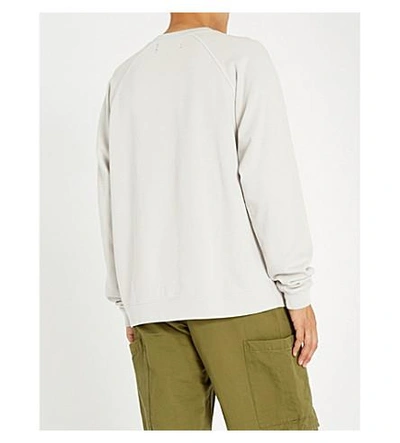 Shop Reese Cooper Appliquéd Cotton-jersey Sweatshirt In Grey Green