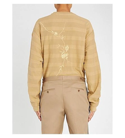 Shop Haider Ackermann Metallic-embroidered Cotton-jersey Sweatshirt In Camel