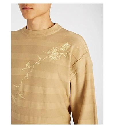 Shop Haider Ackermann Metallic-embroidered Cotton-jersey Sweatshirt In Camel