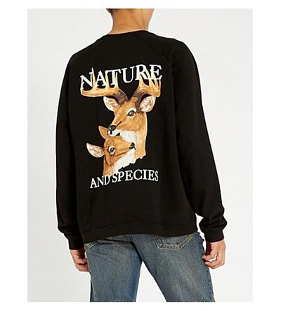 Shop Reese Cooper Nature And Species Cotton-jersey Sweatshirt In Black Multi