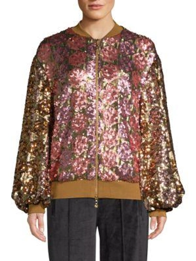 Shop Stine Goya Clive Sequin Bomber Jacket In Hexagon Soft