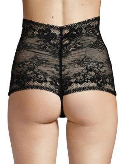 Shop Wacoal High-waist Lace Thong In Black