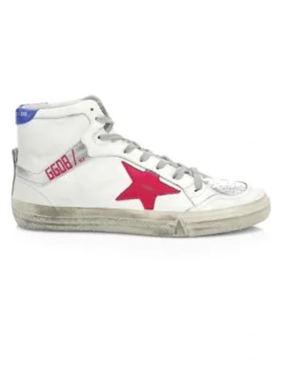 Shop Golden Goose Men's Leather Patch High-top Sneakers In White